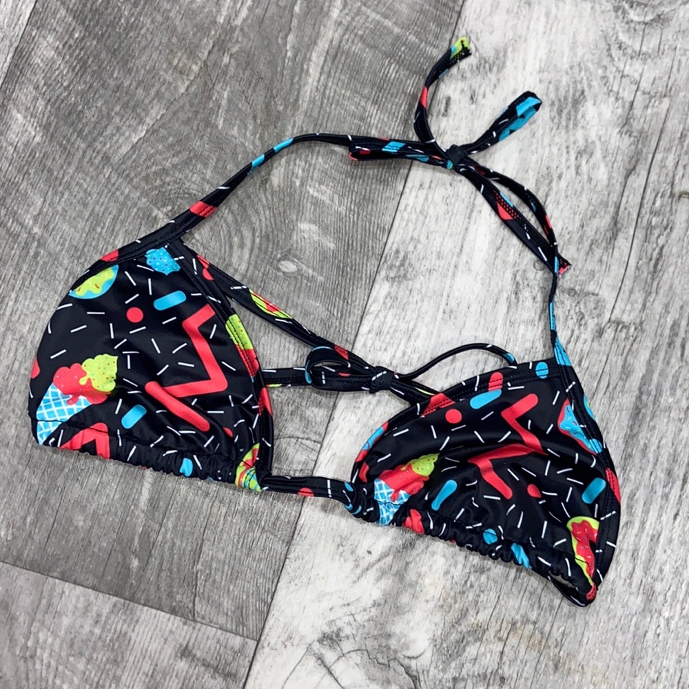 FeedMeFightMe Donuts & Ice Cream Print Bikini Top Only